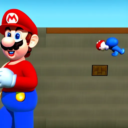 Image similar to mark zuckerberg as mario in super mario 64, in game footage