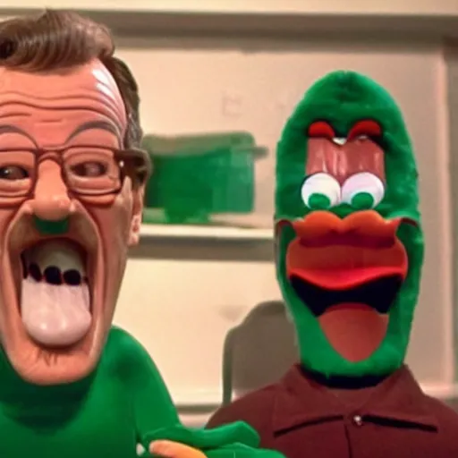 Image similar to bryan cranston maniacally laughing as gumby from looney tunes apophasis