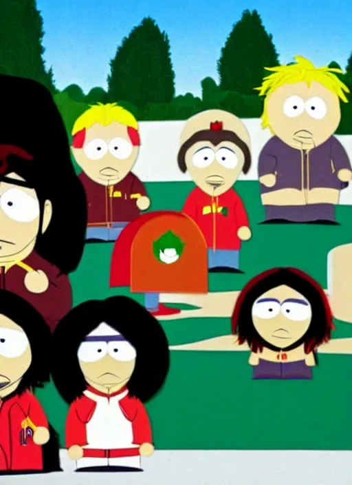 Prompt: film still of michael jackson as a guest on south park, 4k