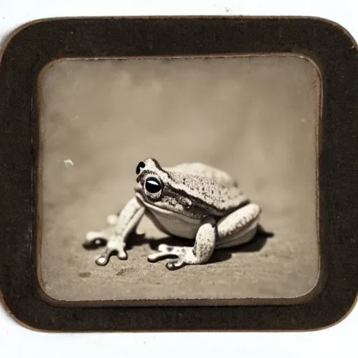 Image similar to tintype photo of frog mushroom