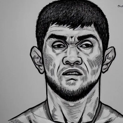 Image similar to khabib as a junji ito drawing