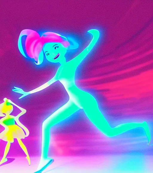 Image similar to a holographic silhouette of a cute dancing girl in the style of pixar animation, octane rendering, 4k,