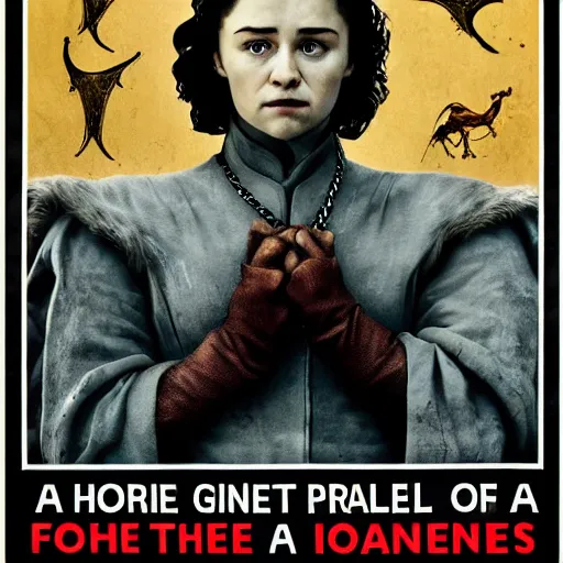 Image similar to propaganda poster warning of the dangers of Game of Thrones, horrible ending, 8k,