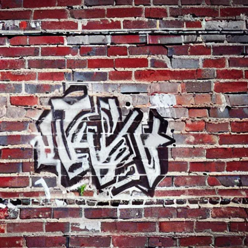 Image similar to the letter b graffitied on a brick wall