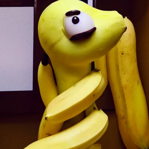 Image similar to a banana shaped like emma stone, dark humor, dalle 2 reference