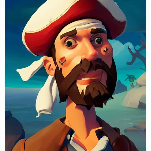 Image similar to painting jack the pirate on sea of thieves game avatar hero smooth face median photoshop filter cutout vector behance hd by jesper ejsing, by rhads, makoto shinkai and lois van baarle, ilya kuvshinov, rossdraws, illustration, art by ilya kuvshinov and gustav klimt