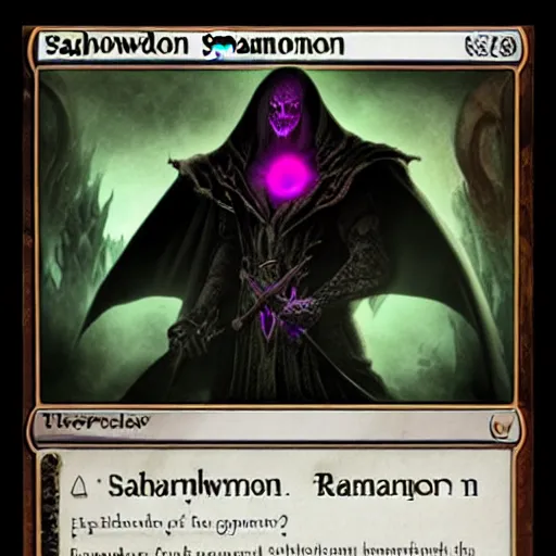 Image similar to shadowy necromancer, sauron shadow with purple eyes