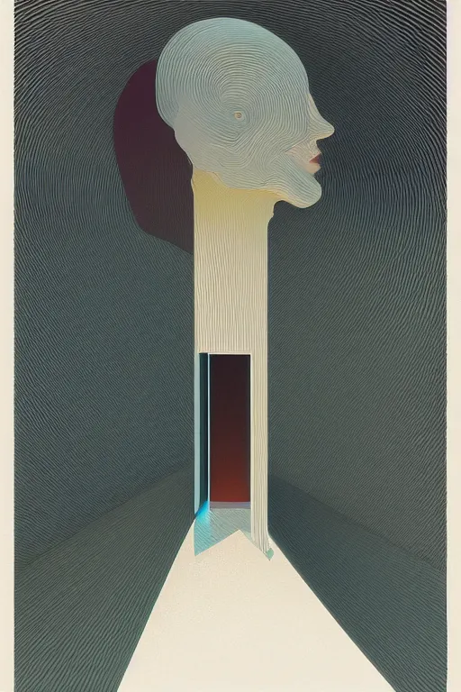 Image similar to woman wearing oculus and digital glitch head edward hopper and james gilleard, zdzislaw beksisnski, higly detailed