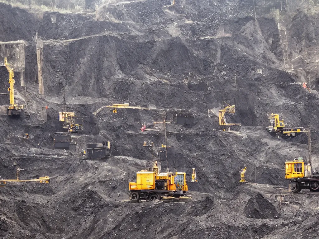 Prompt: coal mine, miners