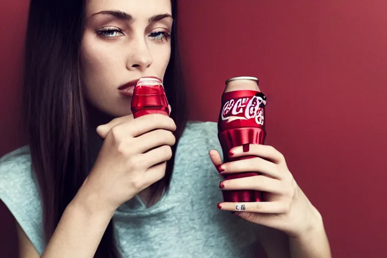 Image similar to beautiful model woman drinking a Coca-Cola by Alessio albi