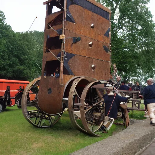 Prompt: an elaborate roman siege machine as designed by robert mcrall and sfia members