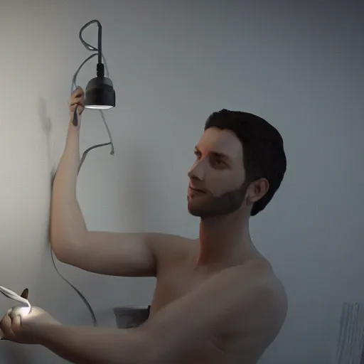 Prompt: a person fixing lightbulbs, realistic, 8k, artstation, octane render, detailed