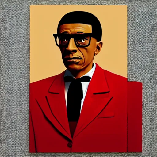 Prompt: Art of Gustavo Fring in the style of René Magritte