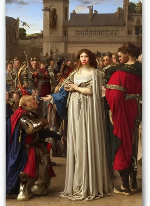 Image similar to halo master chief in a medieval royal procession by charles edward perugini