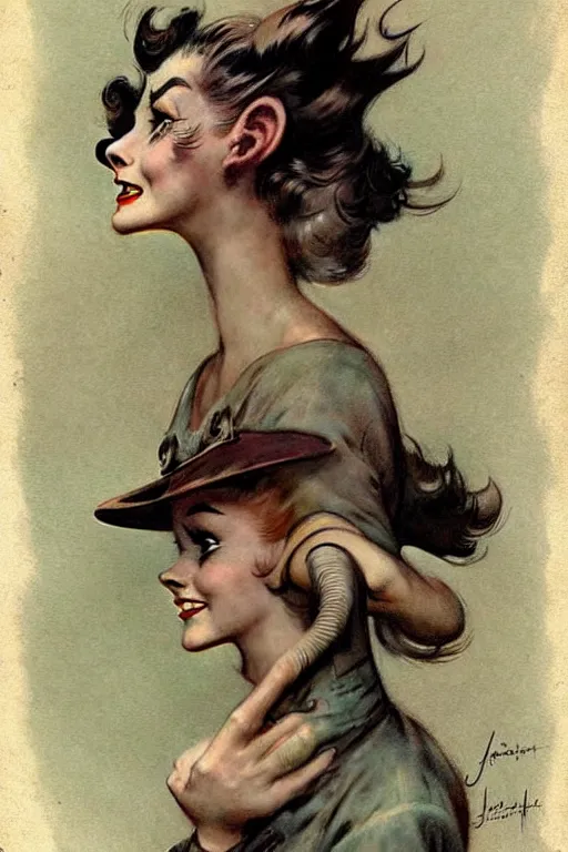 Image similar to (((((1950s movie monster cover art . muted colors.))))) by Jean-Baptiste Monge !!!!!!!!!!!!!!!!!!!!!!!!!!!