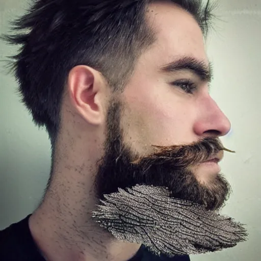 Prompt: feather beard