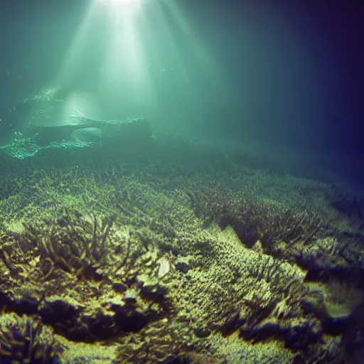 Image similar to uk parliament deep underwater, dredged seabed, shot on gopro9, moody lighting, 8k, very very very highly detailed, hyper realistic realistic