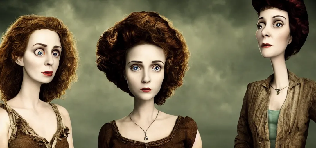 Image similar to a very high resolution image from a new movie. woman potrait. photorealistic, photography, directed by tim burton