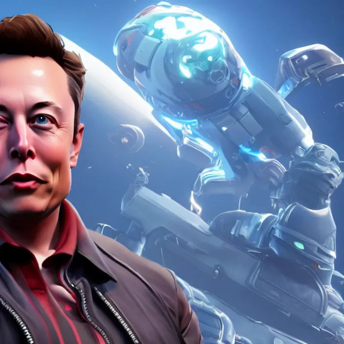Prompt: a screenshot of elon musk in the video game fortnite, 3 d rendering, unreal engine, amazing likeness, very detailed, cartoon caricature