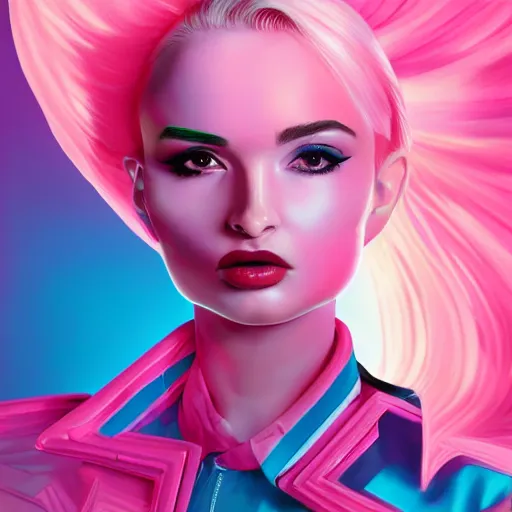 Image similar to cinematic, epic, kim petras bubblegum pink pop album cover, out of this world, interdimensional, artstation, cgsociety