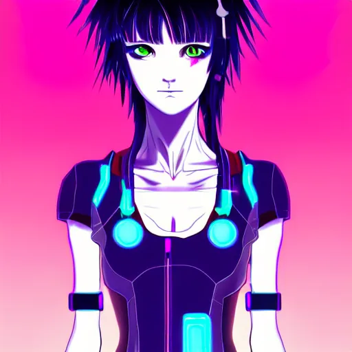 Image similar to cyberpunk girl portrait in the style of Neon Genesis Evangelion