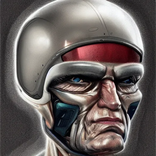 Prompt: A portrait of brutal soviet granddad cyborg by Edurard Nabiullin, Trending on artstation.