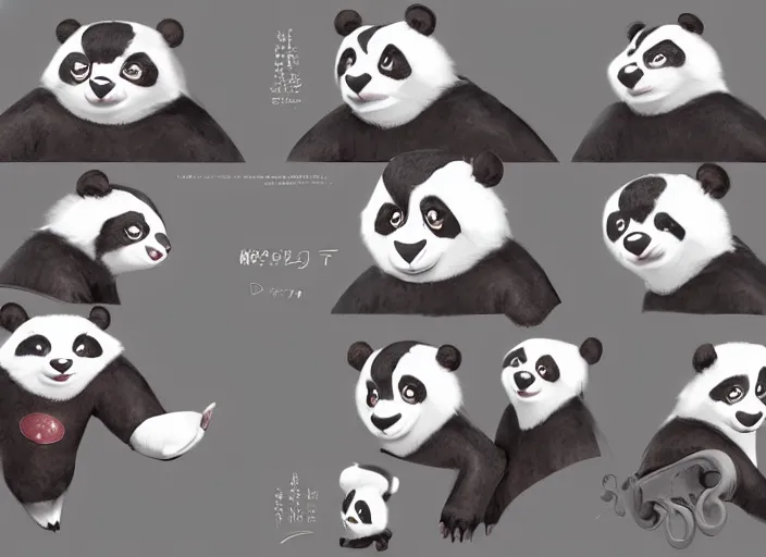 Image similar to award - winning detailed concept art of a cute iconic anthropomorphic panda character. art by wlop on bcy. net, realistic. detailed feathers, art by cheng yi. artstationhd, artgerm, 3 dcg, pixar zootopia. 3 d rendering, high quality model sheet, disney. model sheet detailed