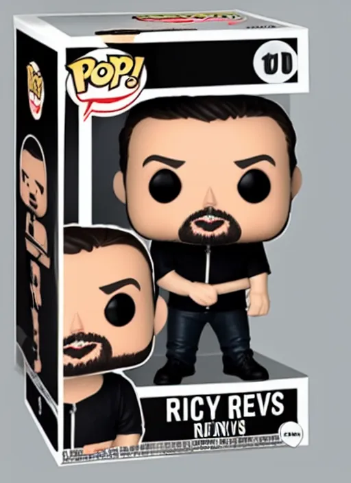 Prompt: Ricky Gervais as a Pop Funko figure