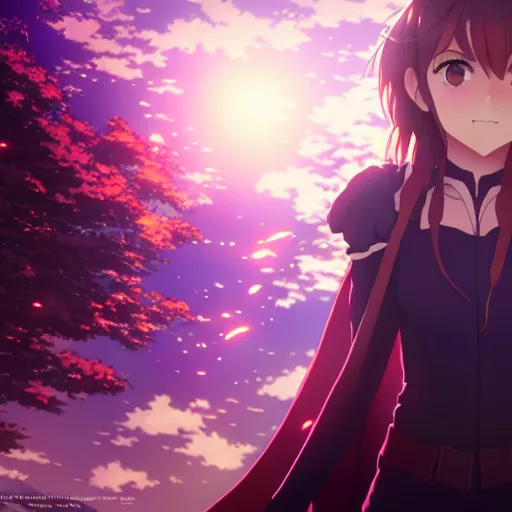 Image similar to emma watson in heavens feel movie, tokyo, ufotable, kyoani, high quality, key visual, cinematic, city background, night time, rooftop, fate stay night, unlimited blade works, greg rutkowski, high resolution, dynamic pose, extreme close up, street clothes, anime, high budget