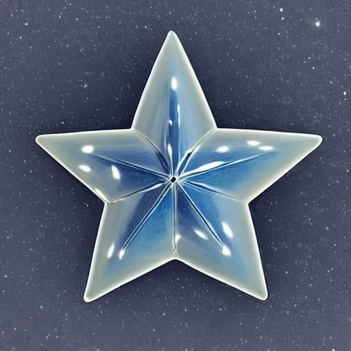 Image similar to dark blue glowing ceramic star shape, photograph