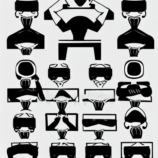 Image similar to wrestlers wearing vr headsets, vr goggles, shrugging, shrugging arms, tap out, minimalistic, trending on art station, digital illustration by matthew skiff