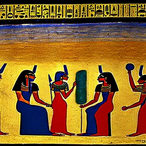 Image similar to creation of the universe, egyptian painting