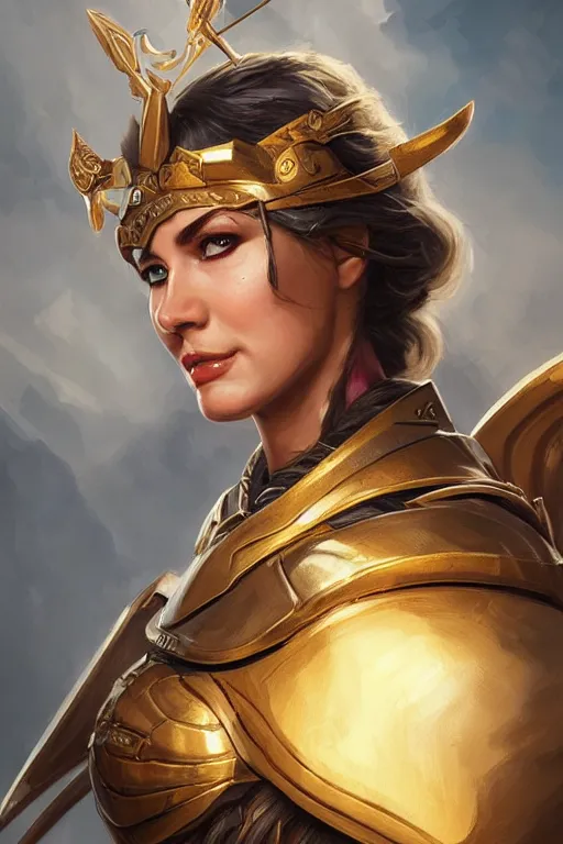 Image similar to amazon valkyrie athena, d & d, fantasy, portrait, highly detailed, headshot, digital painting, trending on artstation, concept art, sharp focus, illustration, art by artgerm and greg rutkowski and magali villeneuve