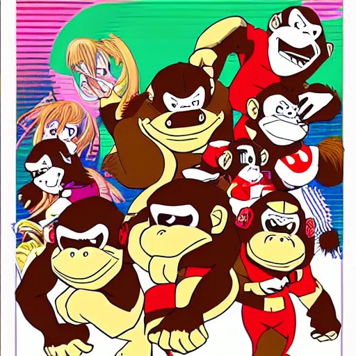 Prompt: donkey kong in anime style,