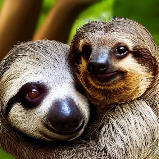 Image similar to a sloth kissing a dog