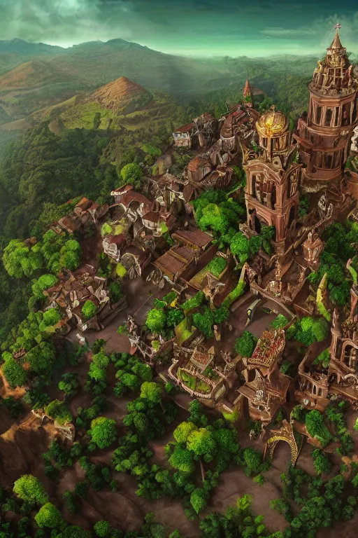 Prompt: Ouro Preto minas gerais artwork by dota2 Rendering with several goblins . full of details, by lol and warcraft, Matte painting, trending on artstation and unreal engine