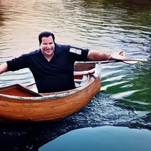 Image similar to “Phil Swift in a sinking canoe, 4K”