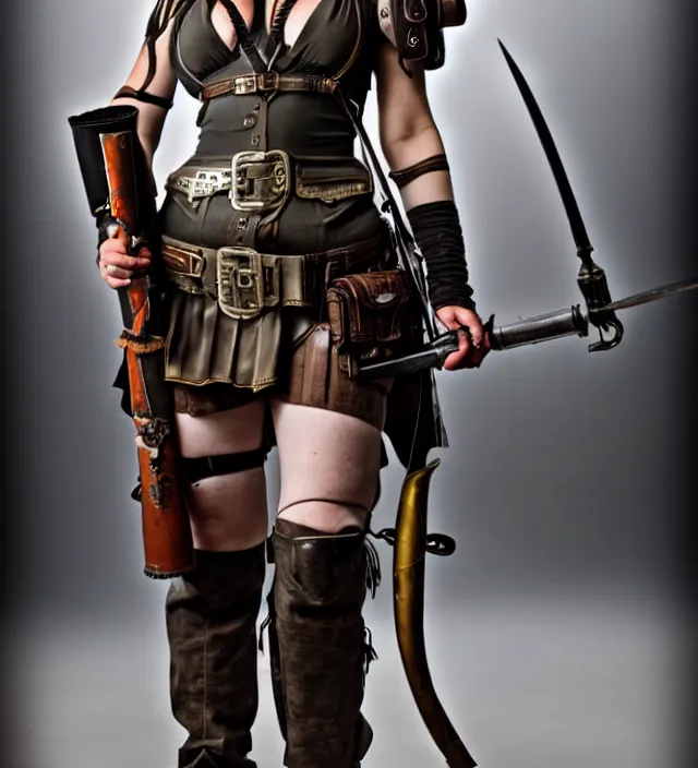 Image similar to full length photograph of a real - life very beautiful dieselpunk warrior. extremely detailed. dslr. 8 5 mm.