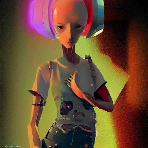 Prompt: Glitchpunk girl, by Goro Fujita