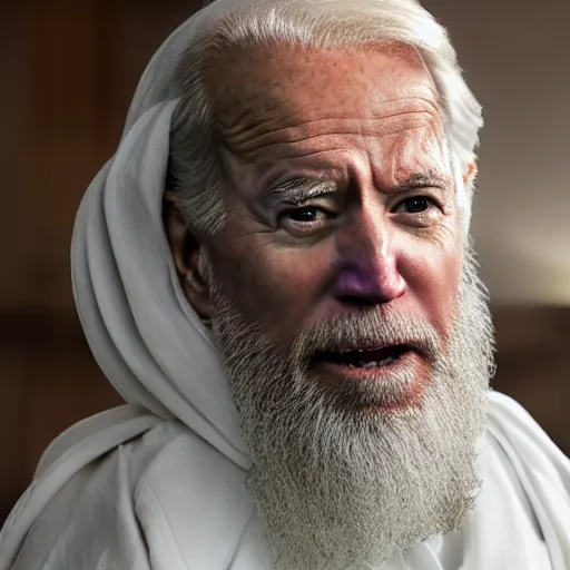 Image similar to 4 k portrait sony a 7 f 2. 8 of president joe biden as a taliban leader