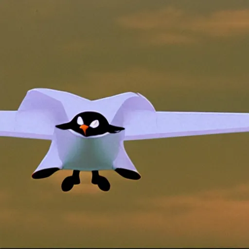 Prompt: penguin flying an airplane