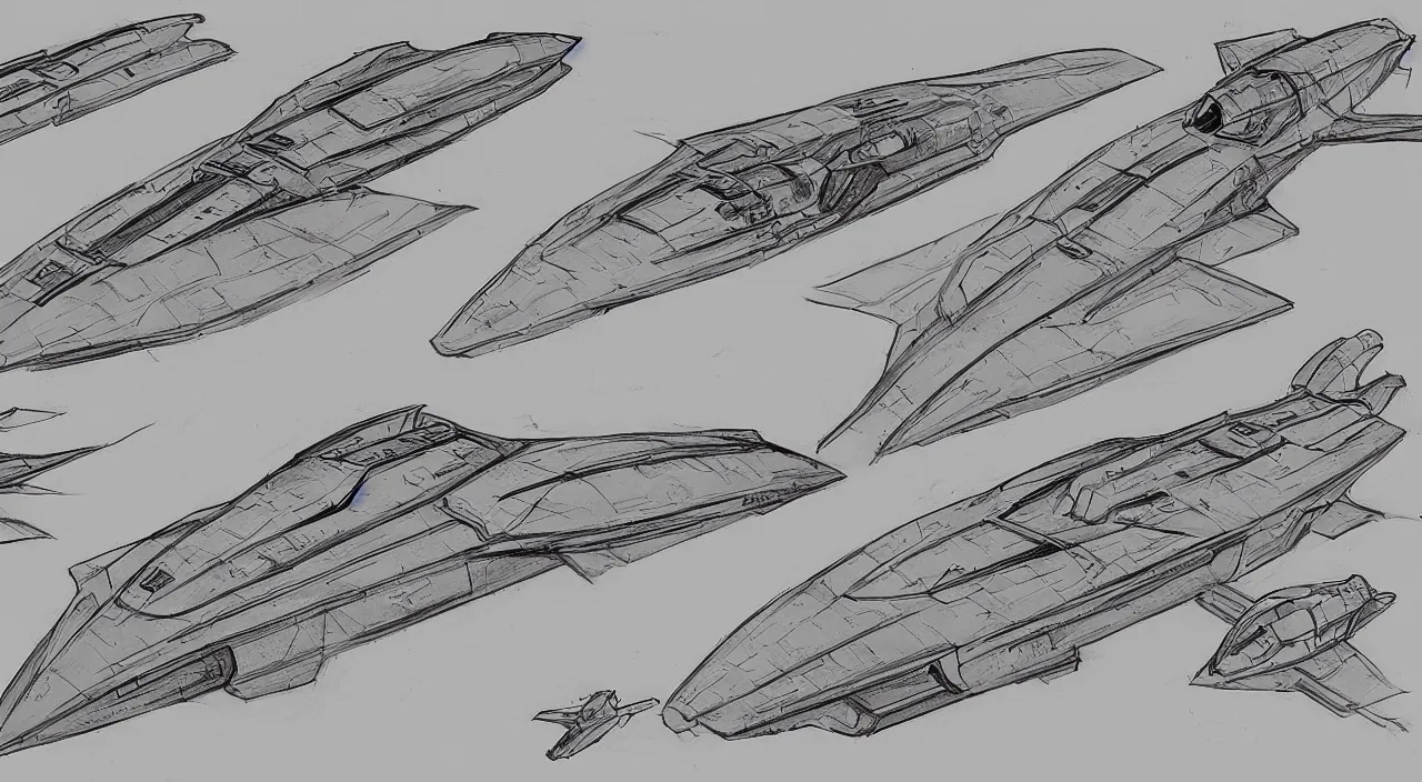 Prompt: sharp design spaceship sketches