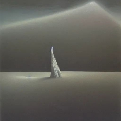 Image similar to arctic wind by Zdzisław Beksiński, oil on canvas