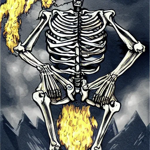 Image similar to a detailed portrait of a skeleton riding a nuke, blue eyes, art illustration, incredibly highly detailed and realistic, 8 k, sharp focus