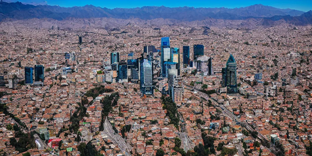 Image similar to santiago de chile, overhead drone shot