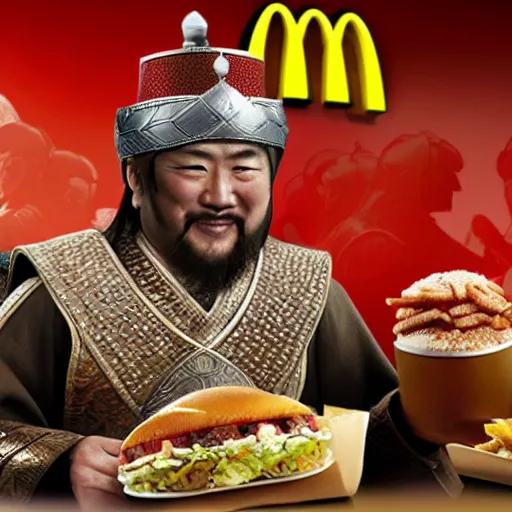 Image similar to genghis khan in mcdonalds