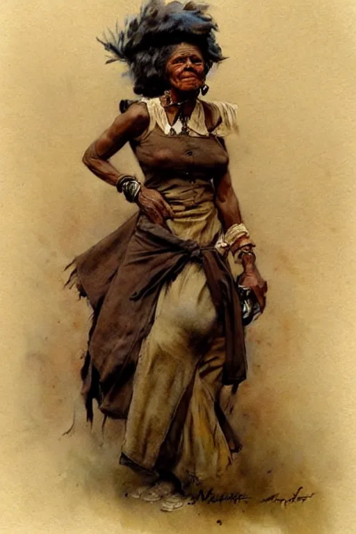 Prompt: (((((1950s wild west indian woman . muted colors.))))) by Jean-Baptiste Monge !!!!!!!!!!!!!!!!!!!!!!!!!!!