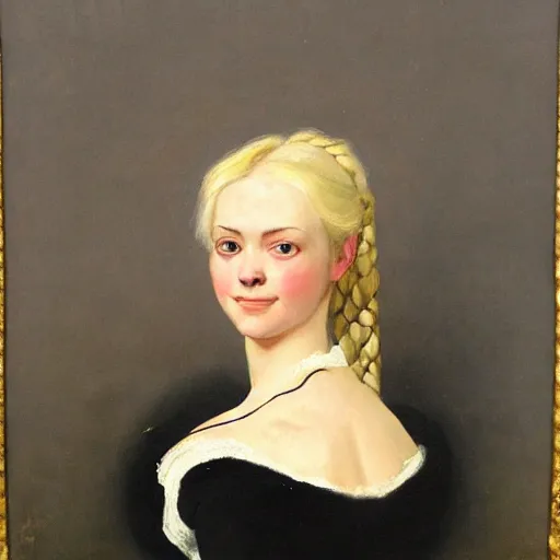 Prompt: a portrait of elsa jean in an 1 8 5 5 painting by elisabeth jerichau - baumann. painting, oil on canvas