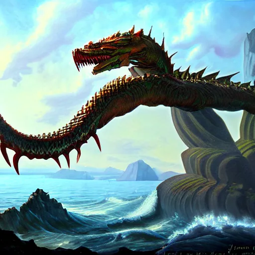 Prompt: a painting of a mythical hydra by james gurney, 8k unreal engine