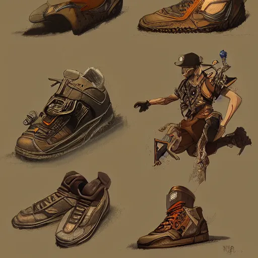 Image similar to sneaker concept art, steampunk, sharp focus, illustration, concept art by tooth wu